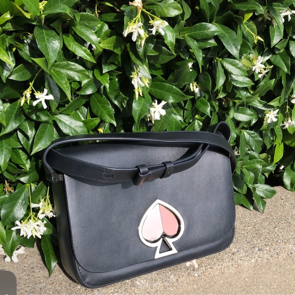 kate spade Black Crossbody Bag with Pink Spade Accent